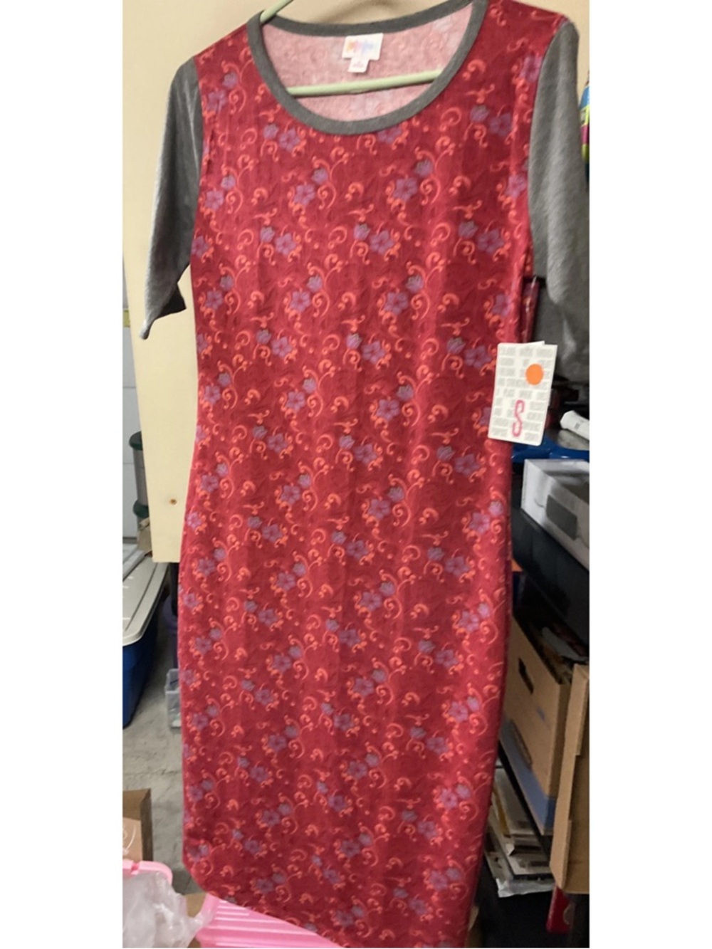 LuLaRoe JULIA Red Floral Patterned Pullover Short-Sleeve Dress Size S NWTs